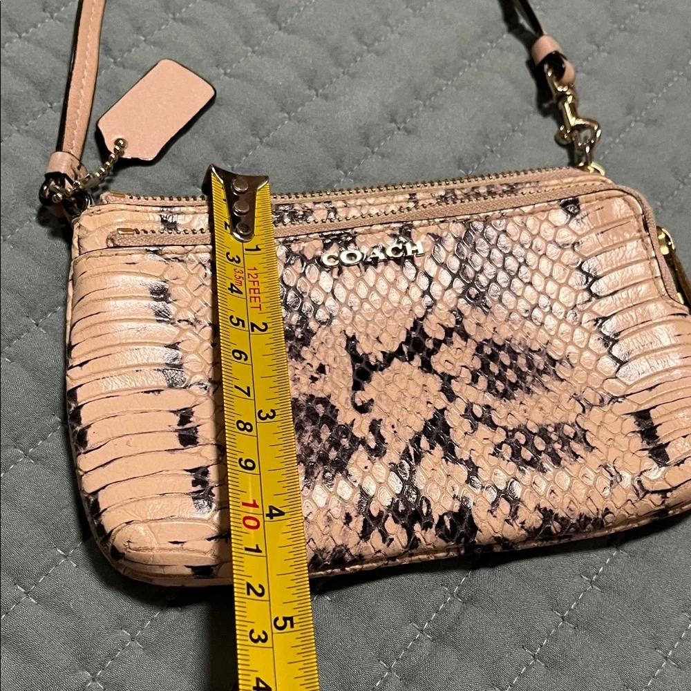 Coach Beige Snake Print small Clutch